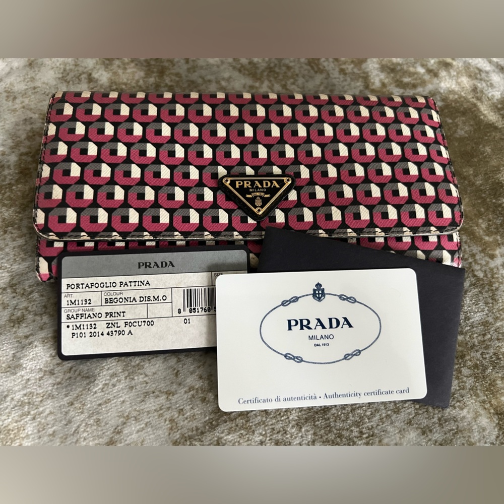 Prada Pink and Black Geometric Wallet Authentic Long Wallet - Picture 12 of 15